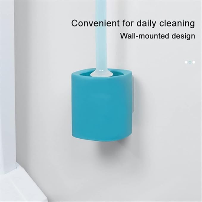 Toilet Brush Durable Cleaning Brush Perforated Wall-Mounted Spray Toilet Brush Dead Corner Long Handle Toilet Cleaning Brush for Home Bathroom Toilet Brush Holder (Blue) (Blue)