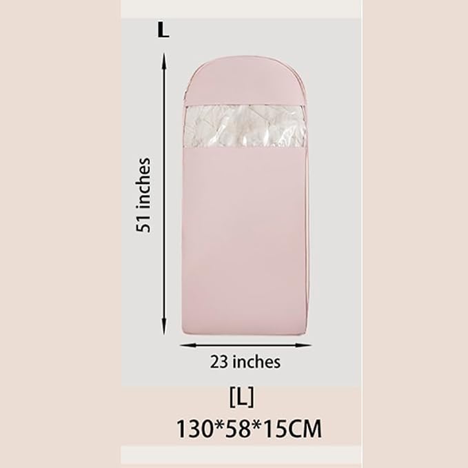 Space Saving Hanging Garment Bag with Compression Zipper | For Closet Storage, Garment Bag for Coats and Down Jackets.(Pink，L)