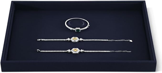 Linen Ring Earrings Bracelet Necklace Display Tray, Stackable Flat Jewelry Storage Tray, Makeup Table Drawer Insert Jewel Watch Pendant Tray, Jewellery Shop Showcase Table Top Organizers