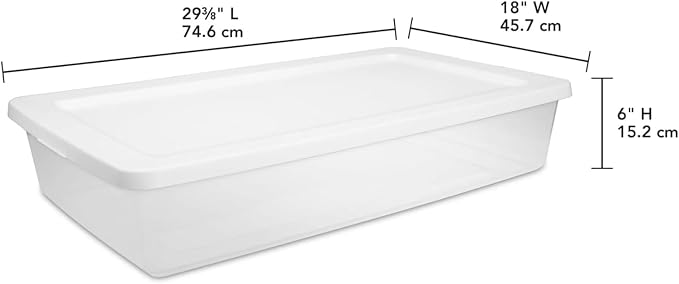 41 Quart Clear Plastic Under Bed Storage Bins with White Lids, Stackable Medium Containers for Closet, Bathroom Organizers and Storage