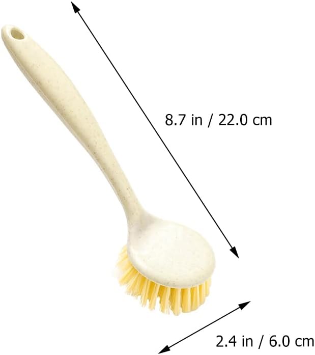 Uonlytech Kitchen Dish Scrubber Brush Long Handle Durable Pan and Sink Cleaner with Hanging Hole Multipurpose Lightweight Stove Cleaning Tool for Home