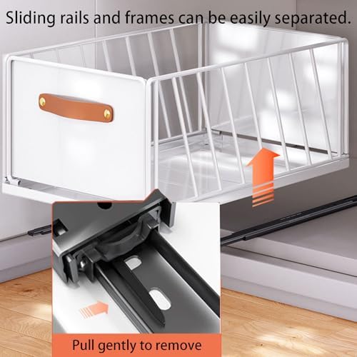 2 Pack Carbon Steel Slide Out Cabinet Organizer, Heavy Duty Pull-Out Pantry Shelves, Foldable Mesh Storage Baskets for Kitchen, Bathroom, Home, Wardrobe