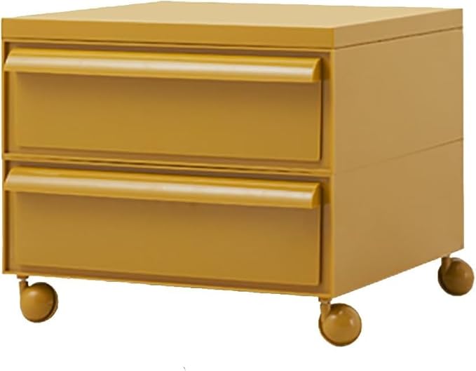 ELEFOCUS 5 Stackable Plastic Storage Bins, rotatable Storage cabinets and Drawers, Bedside Storage Units(Size:42x42x36cm(17x17x14inch),Color:Yellow)