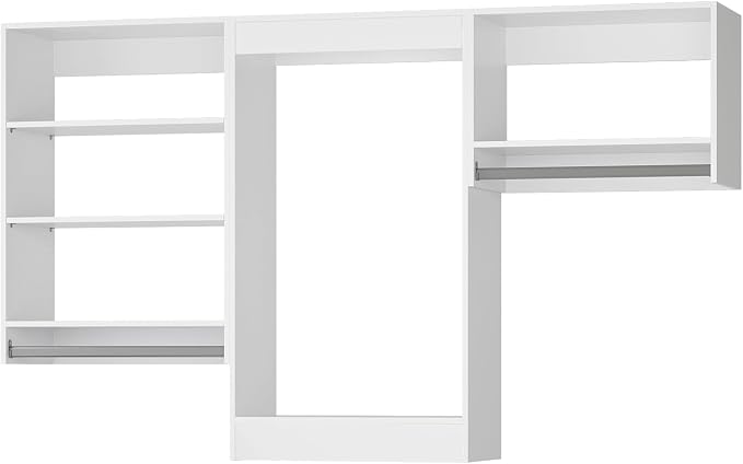Modular Closet, 84" Wide Organizer with Hanging Shelves, Wooden Tower for Walk-in Closets, White Wall Mounted Wardrobe Organizer