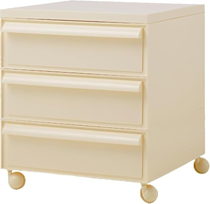 ELEFOCUS 5 Stackable Plastic Storage Bins, rotatable Storage cabinets and Drawers, Bedside Storage Units(Size:42x42x50cm(17x17x20inch),Color:Beige)