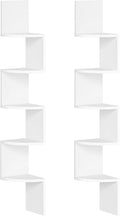 HOOBRO Corner Shelf Wall-Mounted, Set of 2 Floating Corner Shelves for Wall, 5-Tier Corner Bookshelves for Living Room, Bedroom, Bathroom, Home Office, White WT26BJP201