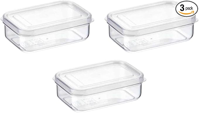 Lustroware Micro Clear Food Storage Container Set of 3 with Lid, BPA Free Shatterproof Canister, Dishwasher Microwave Safe, Fridge Pantry Refrigerator Organizer, Made in Japan (13 oz)
