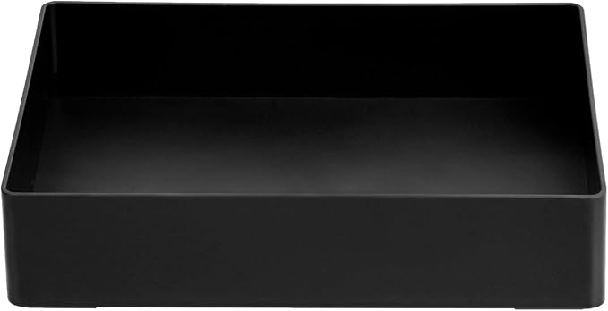 Amazon Basics Rectangular Plastic Desk Organizer with Storage Trays, Accessory Tray for Office Supplies and Pen Holder, 9.4 x 6.7 x 2 inch, Black (Pack of 2)