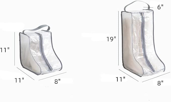2 Set Black Edge Shoe Storage,Portable Short Boots & Tall Boots Storage | Protector Bag, Shoe Dust Bags & Sleeves for Travel,Clear Boots Cover, Shoes Packing Organizers for Adult Sneakers