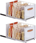 2 Pack Carbon Steel Pull Out Cabinet Organizer, Heavy Duty Slide Out Pantry Shelves, Foldable Mesh Storage Basket for Kitchen, Bathroom, Home, Wardrobe, Space Saver