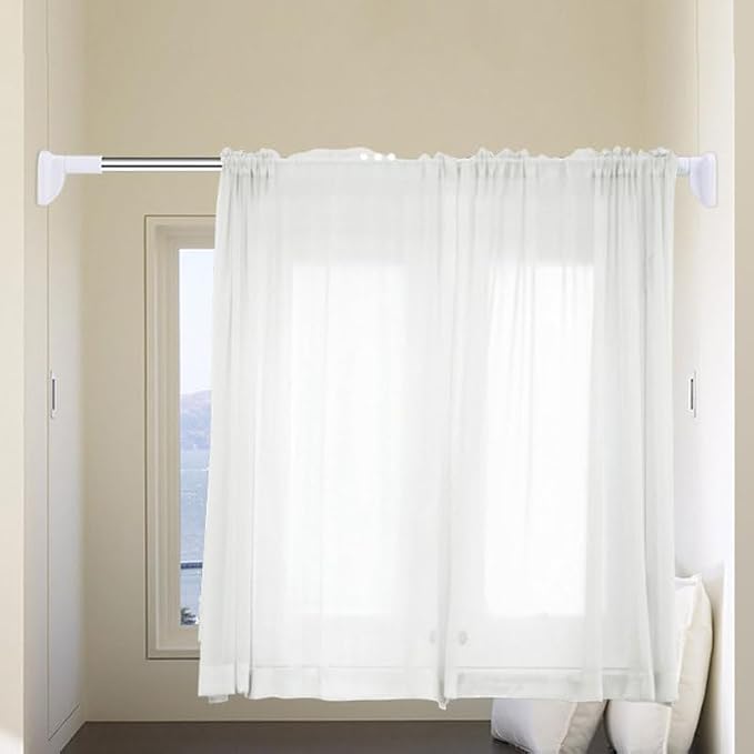 Punch Free Adjustable Telescopic Clothes Drying Rod Closet Tension Pole 31.49In Expandable Closet Bar for Laundry and Wardrobe Organization