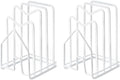 SUNFICON 2 Pack White Cutting Board Holder Rack Pot Pan Lids Holder Chopping Board Organizer Thin Bakeware Tray Dry Display Stand Kitchen Countertop Cabinet Office