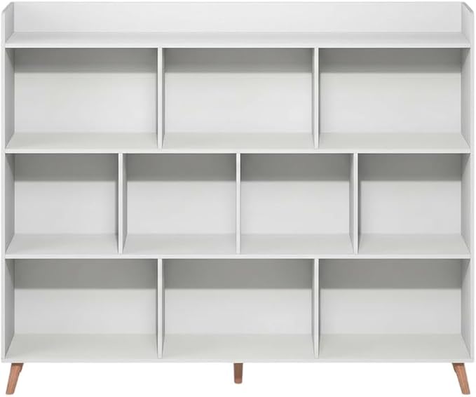 Furnifact White Bookcase with Sleek Engineered Wood Construction, Modern Design, Sturdy Shelving for Ample Storage, Ideal for Home or Office Organization