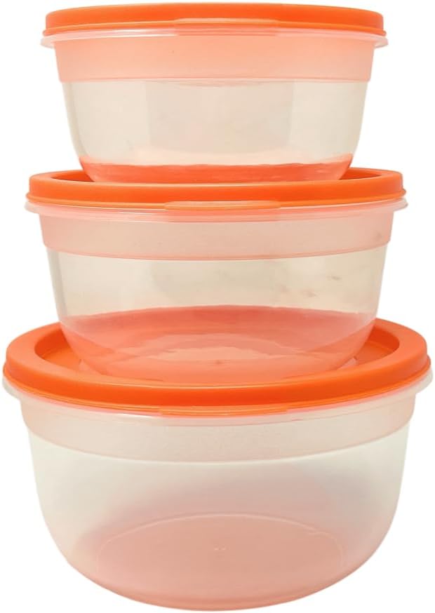 6-Piece Food Storage Containers with Lids, BPA Free, Microwave, Freezer, and Dishwasher Safe, Stackable, Assorted Colors (3, Round)