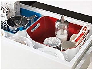 Open Storage Box,Kitchen Cabinet and Pantry Storage Organizer Bin - Two Cut-Out Handles That Make 9.4 x 6.75 x 4.3 Inches (Black /White)
