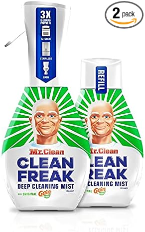 Mr. Clean Freak Deep Cleaning Mist Multi-Surface Spray with Gain Original Bundle, 1 Starter + 1 Refill