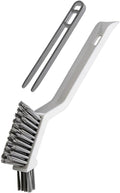 3-in-1 Grout Brush and Crevice Cleaner,with V-Shaped Bristles & Hair Clip-Multi-Surface Gap Cleaning Tool for Bathroom Tiles,Kitchen,Window Tracks,and Narrow Corners (White)