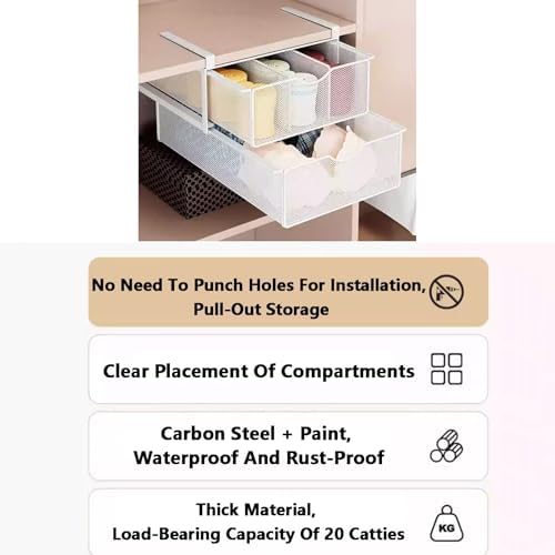 Double Layer Pull-Out Baskets for Closet Storage, Wire Mesh Organizer for Home Cabinets, Space-Saving Drawer Solution, Ideal for Kitchen & Bathroom Organization