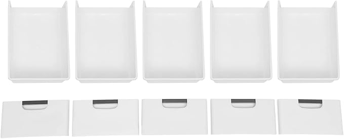 Plastic Storage Cabinet Stackable Storage Cart 5 Drawer Containers Storage Organizer Unit Mobile Stacking Bins [White 11.8"x15.7"x33.1"]
