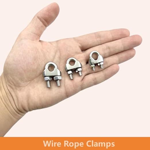 8 Pcs M4 Cable Clamps,Wire Rope Clamp,4 Pcs 5/32" Thimble | Stainless Steel Smooth Rods for Industry, Metal Working Hobbies and DIY Craft