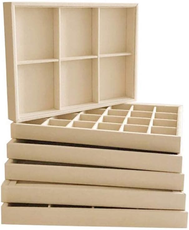 Premium Grade Beige Velvet Jewelry Organization Tray for Rings Drawer Insert Divider Closet Organizer