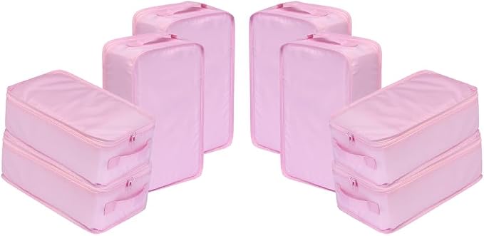 Travel Shoe Bags, Foldable Waterproof Shoe Pouches Organizer-Double Layer (8 Pink Shoe Bags)