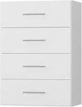 ROOMTEC 19.5" 4 Drawer Short Tower Closet Unit, Modular Closet System with Drawers and Shelf, Wardrobe Organizer for Bedroom or Walk-in Closet, Wall Mounted, Customizable Clothes Storage Unit, White