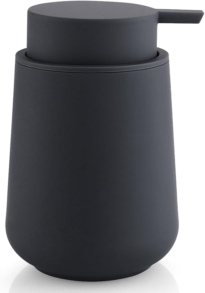 YAUKPH Matte Gray Liquid Hand Soap Dispenser Plastic 11 oz - Modern Minimalist Style for Bathroom & Kitchen Countertop Refillable