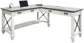 Ashford & Sons Contemporary Wood L-Shaped Desk, 60"W x 28"D x 31"H, Weathered White Finish, Drop-Front Keyboard Drawer, Utility Drawers, Ergonomic Workspace, Durable Home Office Desk for Storage and