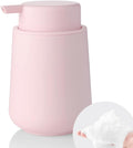 YAUKPH Matte Light Pink Foaming Hand Soap Dispenser Plastic 11 oz - Modern Minimalist Style for Bathroom & Kitchen Countertop Refillable