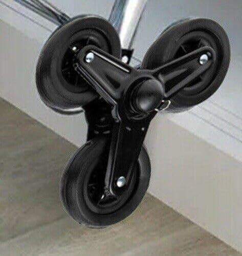 6 Wheel Shopping Trolley Folding Black Tri Wheel Stair Climbing or Curb with seat 96 x 43 x 27cm Canvas Waterproof Bag
