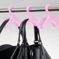 Bag-a-Vie Purse Hanger for Closet - Handbag Organizer Hooks for Hanging Bags & Purses, Protecting Bag Shape & Organizing Space (3 Hanger, Pink Plastic)