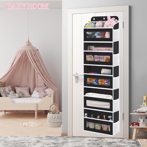 KYEVIS Over The Door Organizer, 5 Shelves Closet Door Hanging Organizer with 10 Mesh Pockets, Nursery Closet Organizer, Baby Essentials, Dorm Room Essentials for Girls