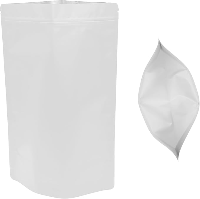 50PCS Smell Proof Resealable Pouch Bags,ULIFESTAR Aluminum Foil Flat Food Storage Bag,Sealable Pcsaging Zipper Pouches with Tear Notches for Pcsaging Lipgloss,Jewelry,etc(20*30cm/7.87*11.81",White)