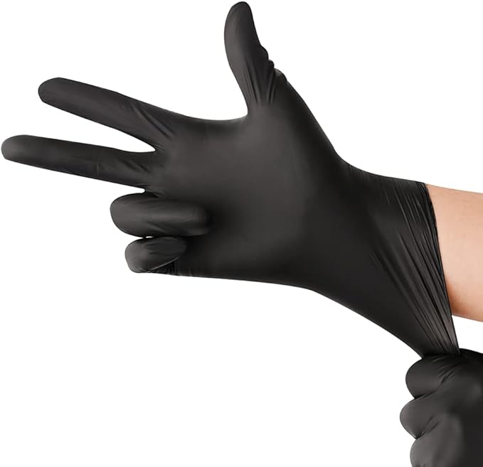 YOTU Black Disposable Nitrile Latex & Powder Free 6-Mil Gloves 100 Count, Textured, Mechanic Wearing, Cleaning, Food Black X-Large