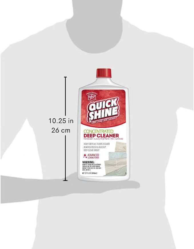 Quick Shine Multi Surface Deep Floor Cleaner and Wax Remover 27Fl oz,(Pack of 2) Removes Wax Build-Up,Revitalizes Floors &Cleans Grout,Use on Hardwood, Laminate, LVT,Tile and Stone,Pro-Level Cleaning | Pro-level Deep Cleaning, Fresh Clean Scent, Remove...
