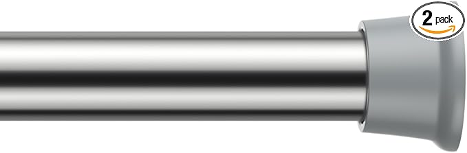 MEXAU 2 Pack Tension Curtain Rods 24-46 Inch,Adjustable Spring Tension Rods Silver Shower Curtain Rod No Drilling for Window, Bathroom, Closet, Room Divider, 7/8" Diameter