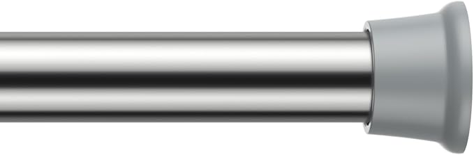 MEXAU Spring Tension Curtain Rod 31-76 Inch Silver No Drilling Adjustable Spring Loaded 7/8" Diameter for Window Bathroom Closet Doorway Door