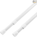 KXLife 2 Pcs Spring Tension Curtain Rod Adjustable 28 to 40 Inches, White | 5/8" Diameter, Expandable Spring Loaded, No Drilling, No-Slip End Caps, for Windows, Kitchen, Doors