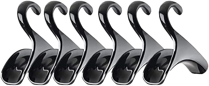 Bag-a-Vie Purse Hanger for Closet - Handbag Organizer Hooks for Hanging Bags & Purses, Protecting Bag Shape & Organizing Space (6 Hangers, Black Plastic)