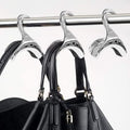 Bag-a-Vie Purse Hanger for Closet - Handbag Organizer Hooks for Hanging Bags & Purses, Protecting Bag Shape & Organizing Space (3 Hangers, Silver Metal)