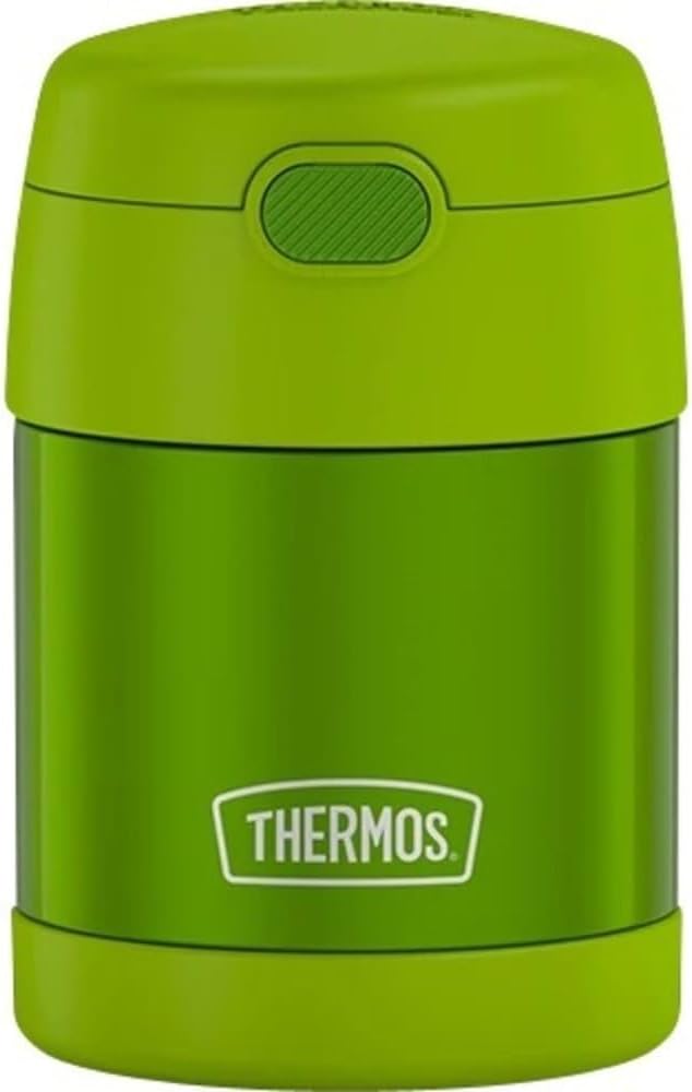 THERMOS FUNTAINER Insulated Food Jar, 10 Ounce, Kid Friendly Food Jar with Foldable Spoon, Lime