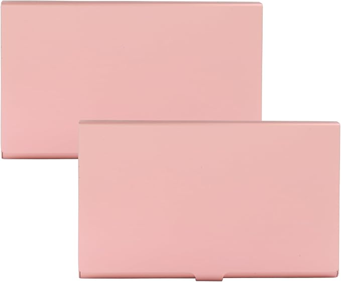 Slim Business Card Case, Rose Gold, 2 Pack | Professional Pocket Metal Case, Buckle Closure, For Men and Women