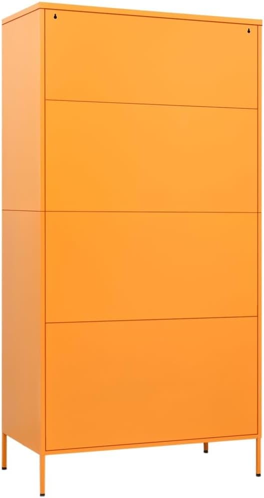 70.9" Tall Metal Wardrobe Cabinet, Steel Clothing Cabinet Storage Cabinets with 2 Doors, 4 Adjustable Shelves and Hanging Rod for Living Room, Bathroom, Garage 35.4"x19.7"x70.9" Mustard Yellow -AA
