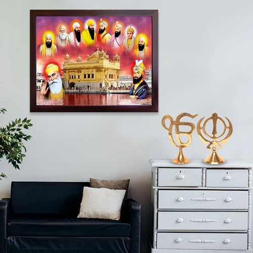 Lord Sikh Guru poster print with frame for Home Decor and Gifting Purpose (229-36)