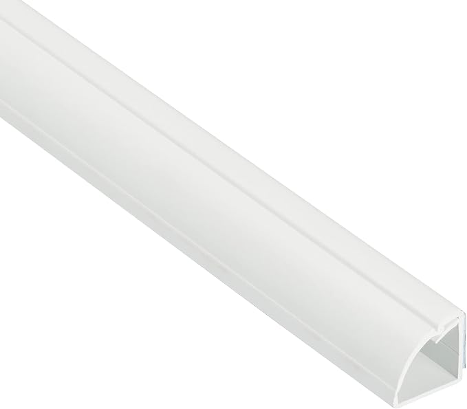 D-Line 15.7" White Quarter Round Cable Raceway, Corner Cord Cover, Self-Adhesive Floor Molding with Wire Channel, Baseboard Cable Hider - 0.87" (W) x 0.87" (H) x 15.7-inch Length - White