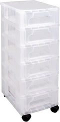 Really Useful Box Plastic Storage Slimline Storage Tower 6x3.5 Litre Clear Frame with Drawers
