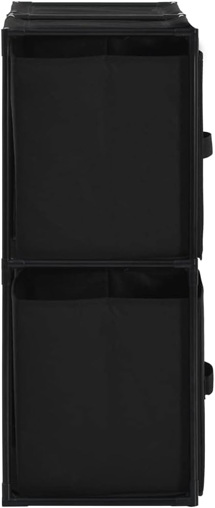 vidaXL Modern Black Storage Cabinet with 4 Fabric Baskets - 24.8"x11.8"x28" Steel Frame Sideboard - Portable and Versatile Home Décor