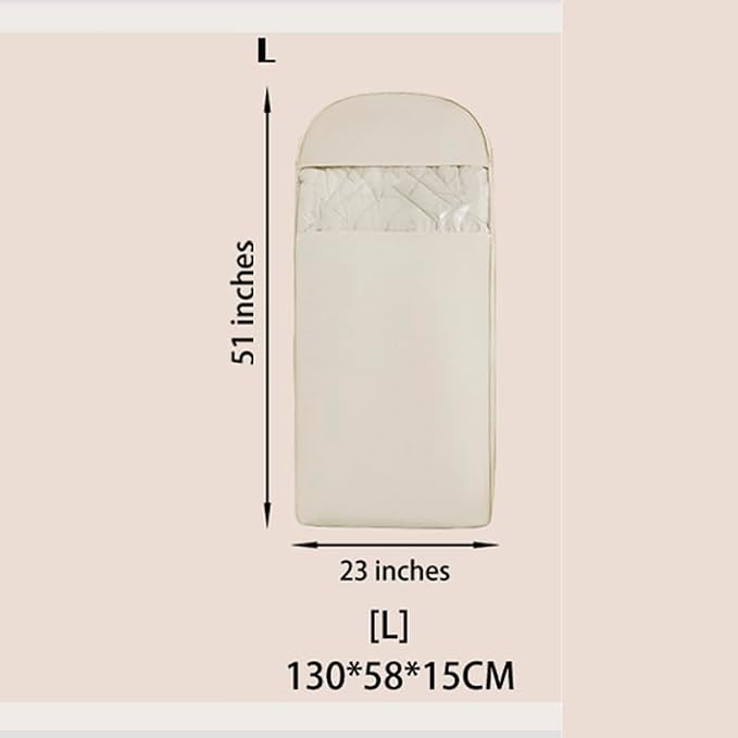 Space Saving Hanging Garment Bag with Compression Zipper. | For Closet Storage, Garment Bag for Coats and Down Jackets.(Beige,L)
