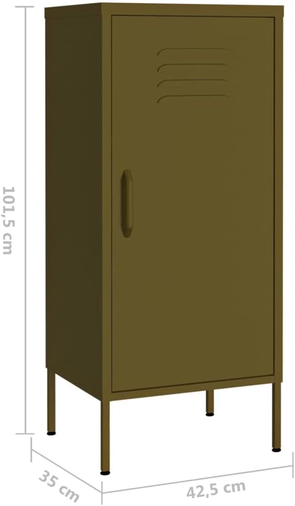 Olive Green Storage Cabinet with Adjustable Shelves, Durable Steel Construction for Modern Living Room and Bedroom Organization